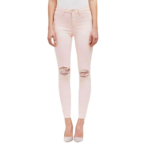 NWT L’AGENCE Margot High Rise Skinny Jeans In Quartz/Light Pink Destruct… - Picture 1 of 8